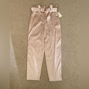 NWT Marciano Pants w/ Belt Champagne Metallic High Waist Size 40
